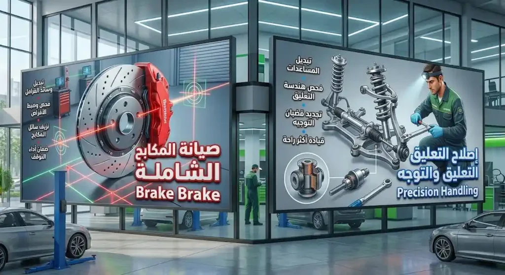 خدمات صيانة المكابح الشاملة وإصلاح نظام التعليق لضمان الثبات والتحكم الدقيق